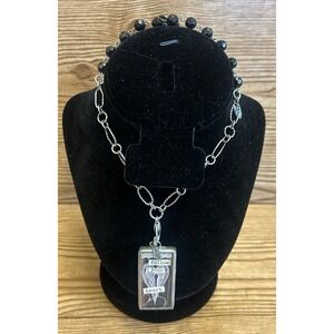 Jewel Kade Charm Pendant Necklace Black Beaded Silver Chain FOLLOW YOUR HEART